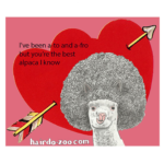 alpaca with an afro valentine